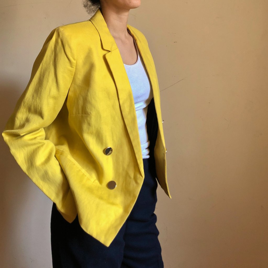 Mango Basic Yellow Crop Blazer